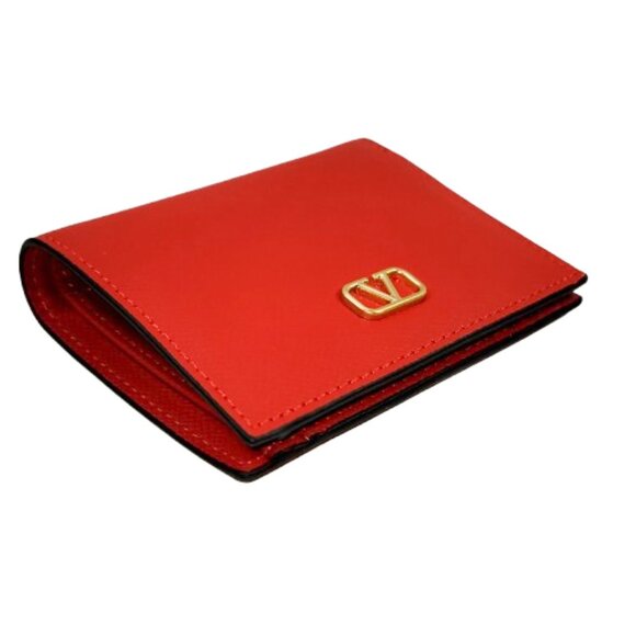 VALENTINO GARAVANI COMPACT VLOGO SIGNATURE GRAINY CALFSKIN WALLET